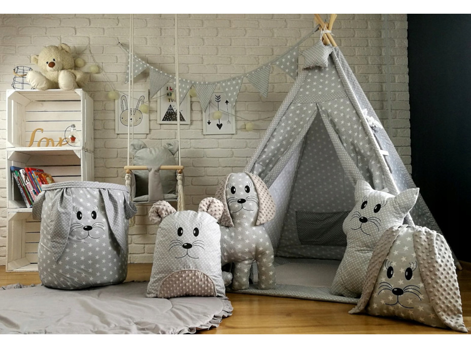 Dětský stan TEEPEE (TÝPÍ) EXCLUSIVE s doplňky - ŠEDÝ