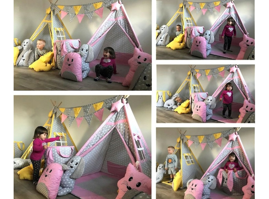 Dětský stan TEEPEE (TÝPÍ) EXCLUSIVE s doplňky - MODRÝ