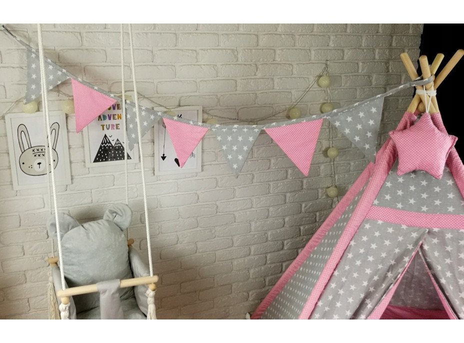 Dětský stan TEEPEE (TÝPÍ) EXCLUSIVE s doplňky - SVĚTLERŮŽOVÝ