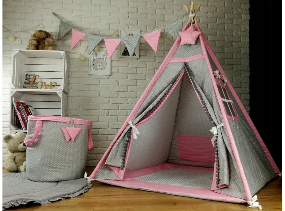 Dětský koš na hračky LUXURY - RŮŽOVÁ ZVÍŘÁTKA