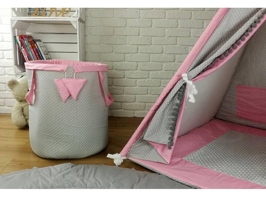 Dětský stan TEEPEE (TÝPÍ) LUXURY s doplňky - RŮŽOVÁ ZVÍŘÁTKA