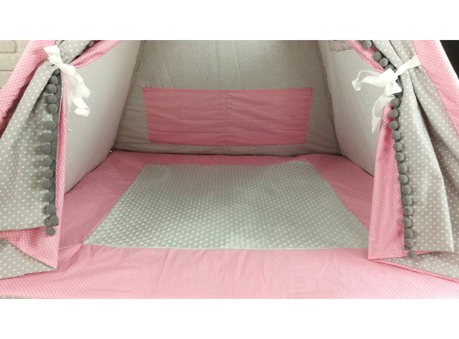 Dětský stan TEEPEE (TÝPÍ) LUXURY s doplňky - RŮŽOVÁ ZVÍŘÁTKA