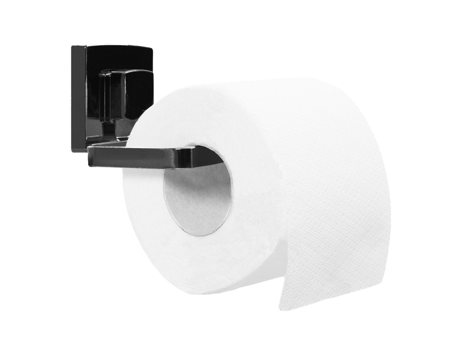 Držák toaletního papíru - kovový - černý - s vakuovým uchycením