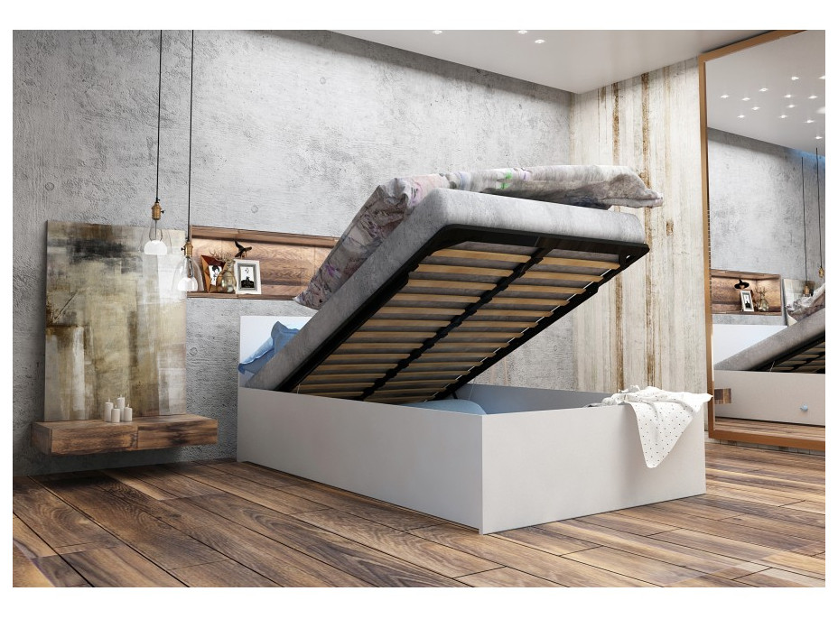 Postel KUDOS 200x140 cm s úložným prostorem - bílá