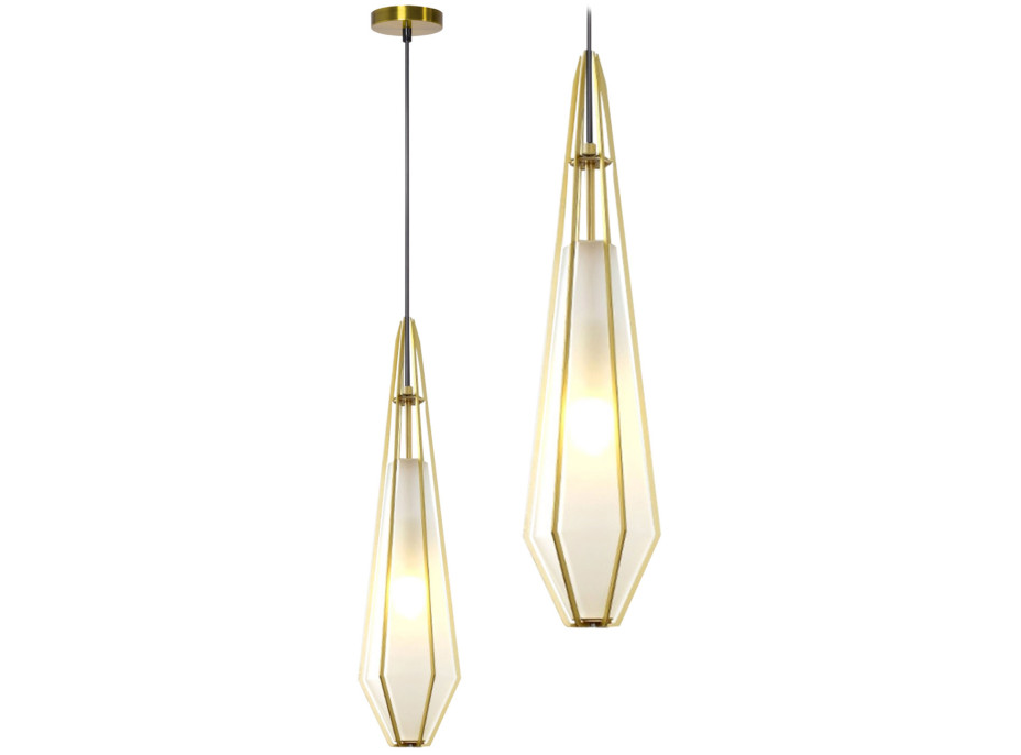 Stropní svítidlo MILKY DIAMOND slim - kov/sklo - zlaté/mléčné