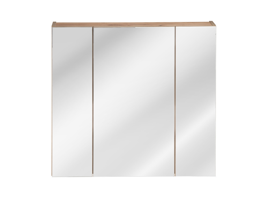 Koupelnová závěsná skříňka KAPA 80 cm dub zlatý - se zrcadlem