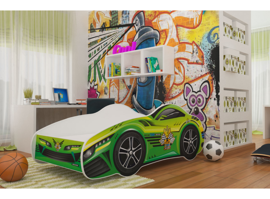 Dětská postel auto ANDREW 140x70 cm - zelená (6)