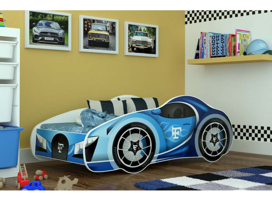 Dětská postel auto JAMIE 140x70 cm - modrá (16)