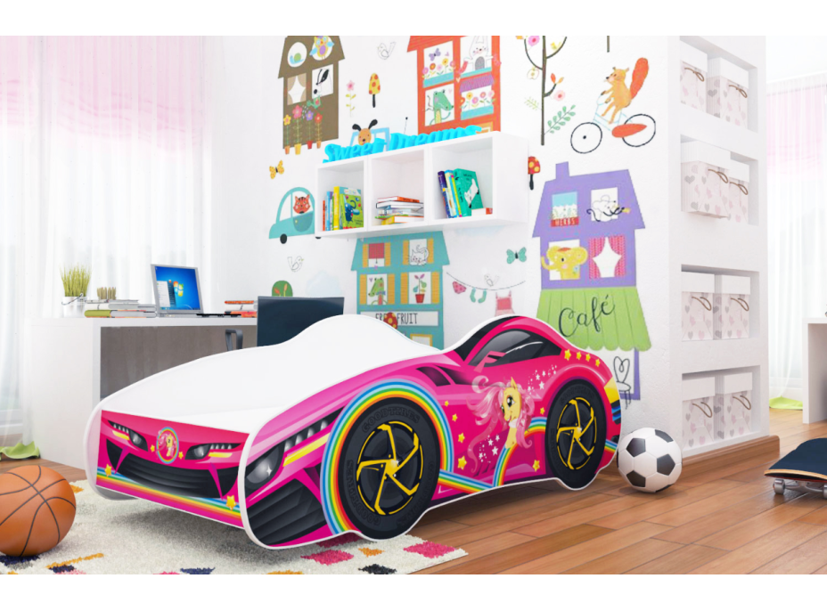 Dětská postel auto WILL 140x70 cm - růžová (10)