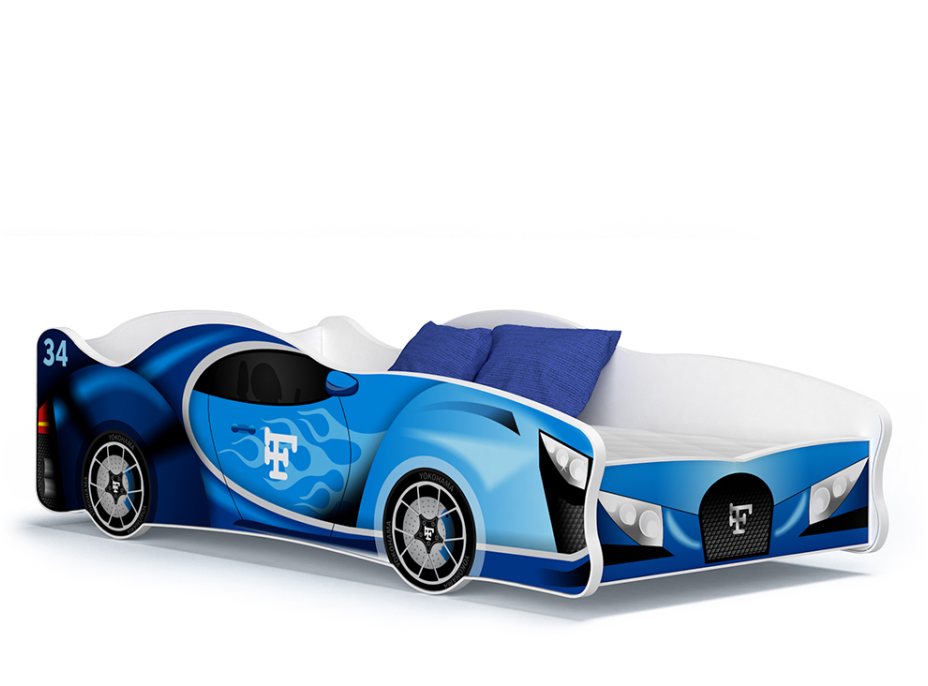 Dětská postel auto LEWIS 160x80 cm - modrá (23)