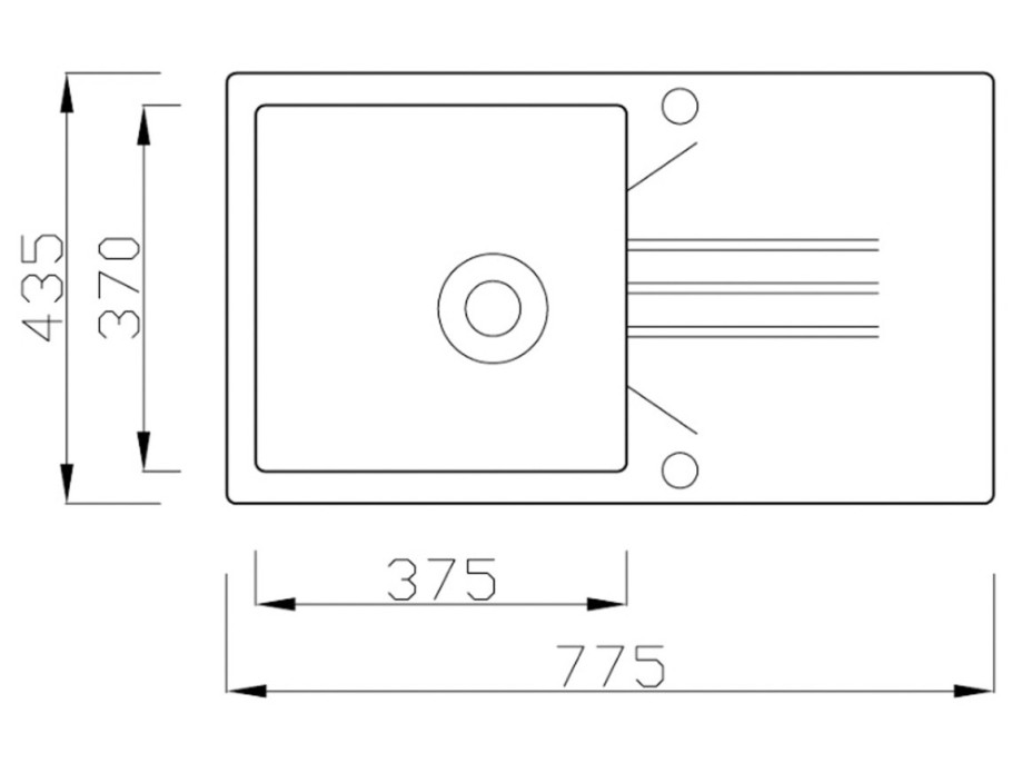 Kuchyňský žulový dřez EVA - 77,5 x 43,5 cm - šedý