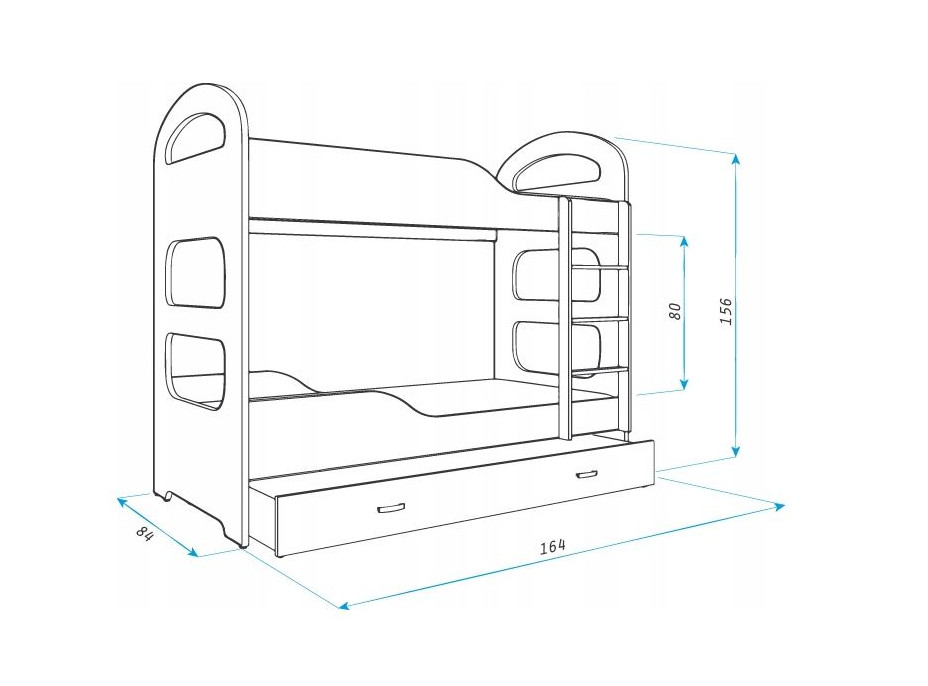 Dětská patrová postel Dominik Q - 160x80 cm - LONDON BUS