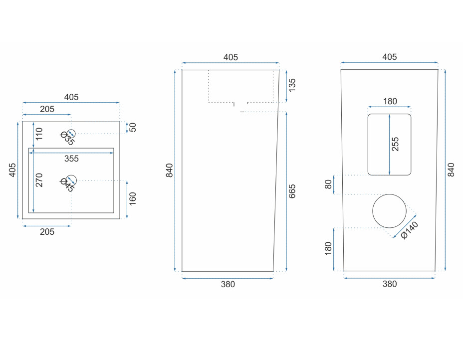 Keramické volně stojící umyvadlo MAXMAX Rea MIA - černé lesklé