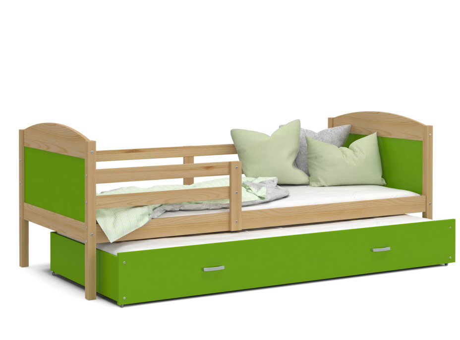 Dětská postel s přistýlkou MATTEO 2 - 190x80 cm - zelená/borovice