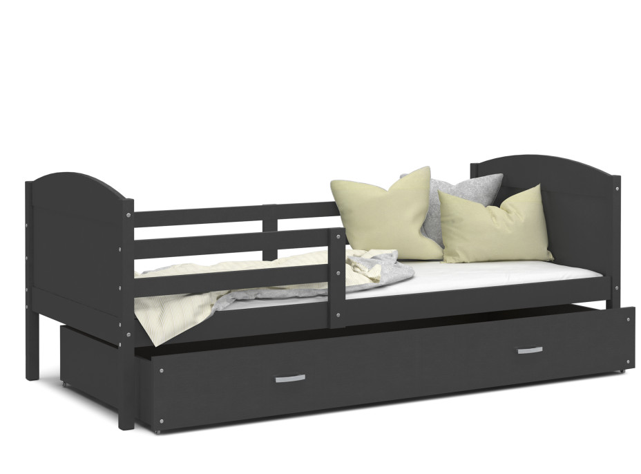 Dětská postel se šuplíkem MATTEO - 160x80 cm - šedá
