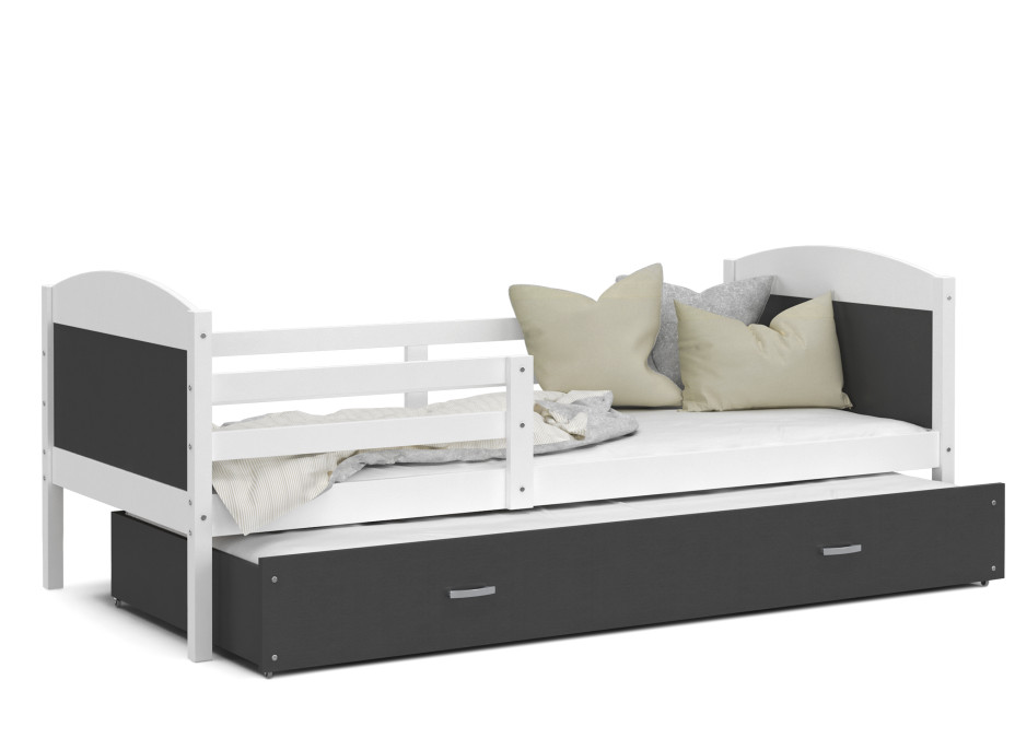 Dětská postel s přistýlkou MATTEO 2 - 200x90 cm - šedo-bílá