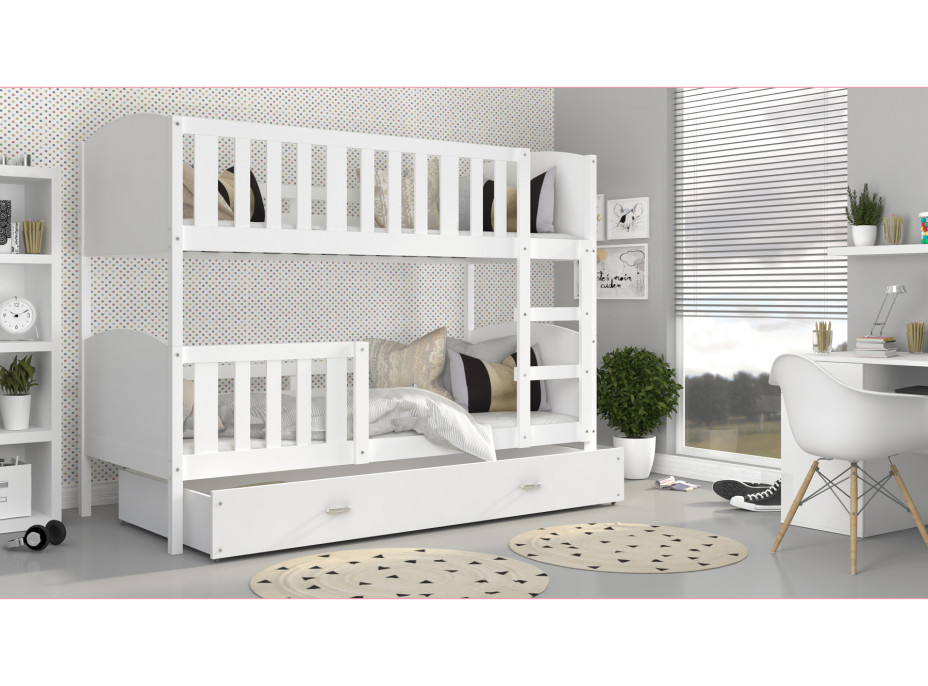 Dětská patrová postel se šuplíkem TAMI Q - 190x80 cm - bílá