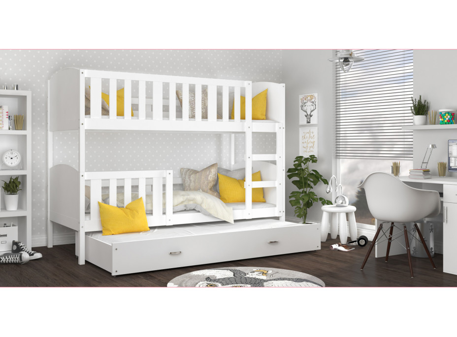 Dětská patrová postel s přistýlkou TAMI Q - 200x90 cm - bílá
