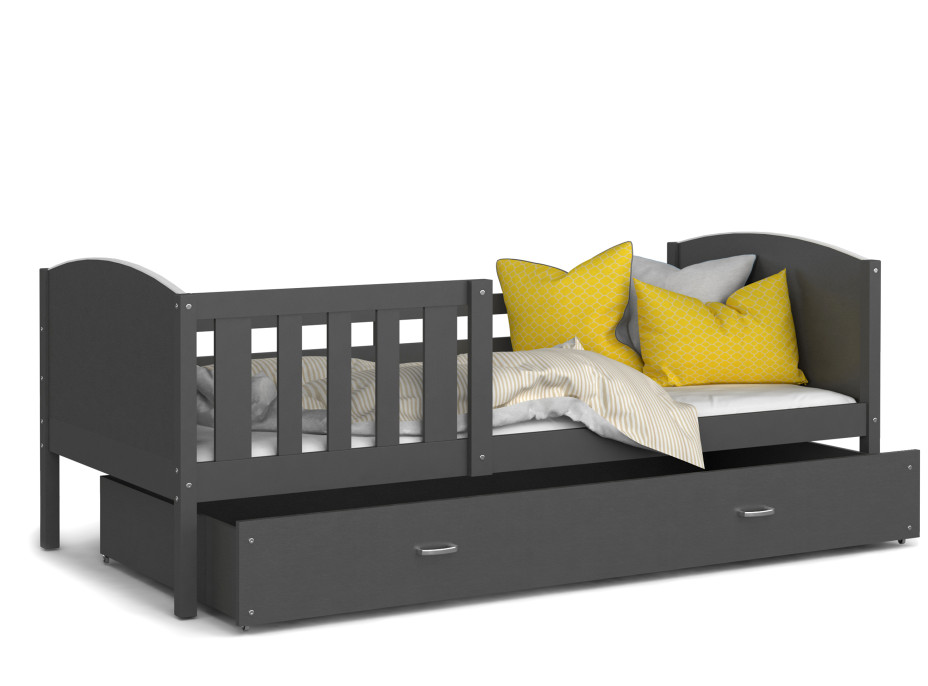 Dětská postel se šuplíkem TAMI R - 200x90 cm - šedá