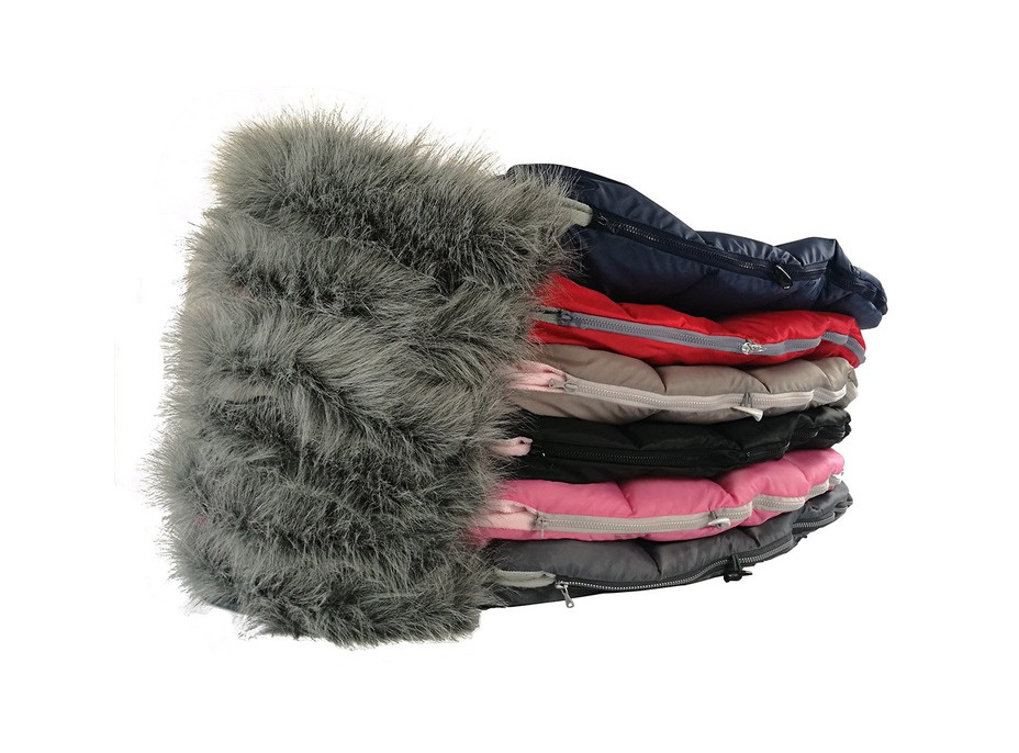 Dětský fusak do kočárku s kožešinou a rukávníkem – černo-šedý (22)