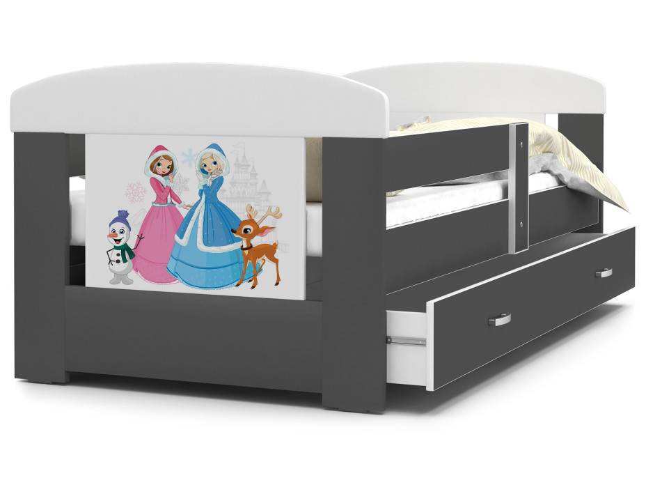 Dětská postel se šuplíkem PHILIP - 160x80 cm - šedá/Frozen