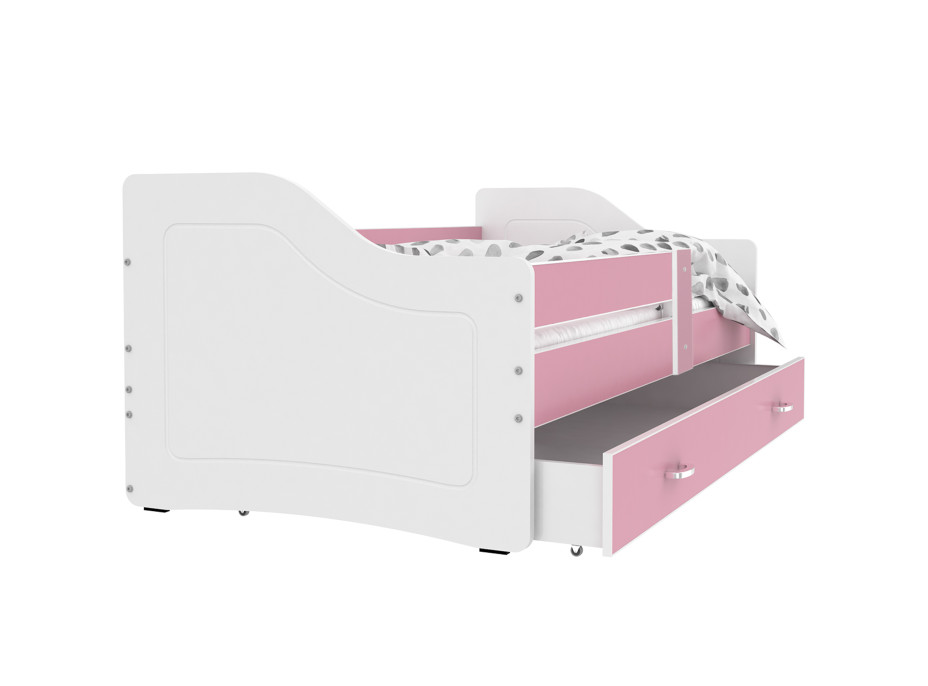 Dětská postel se šuplíkem SWEET - 140x80 cm - růžovo-bílá