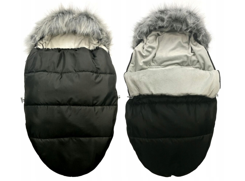 Dětský fusak do kočárku s kožešinou a rukávníkem – granátovo-modrý (31)