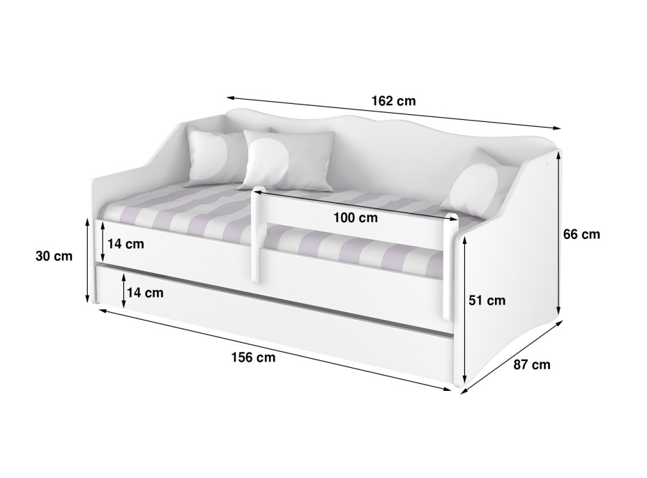Dětská postel s přistýlkou LULLU 160x80cm - bílá II.