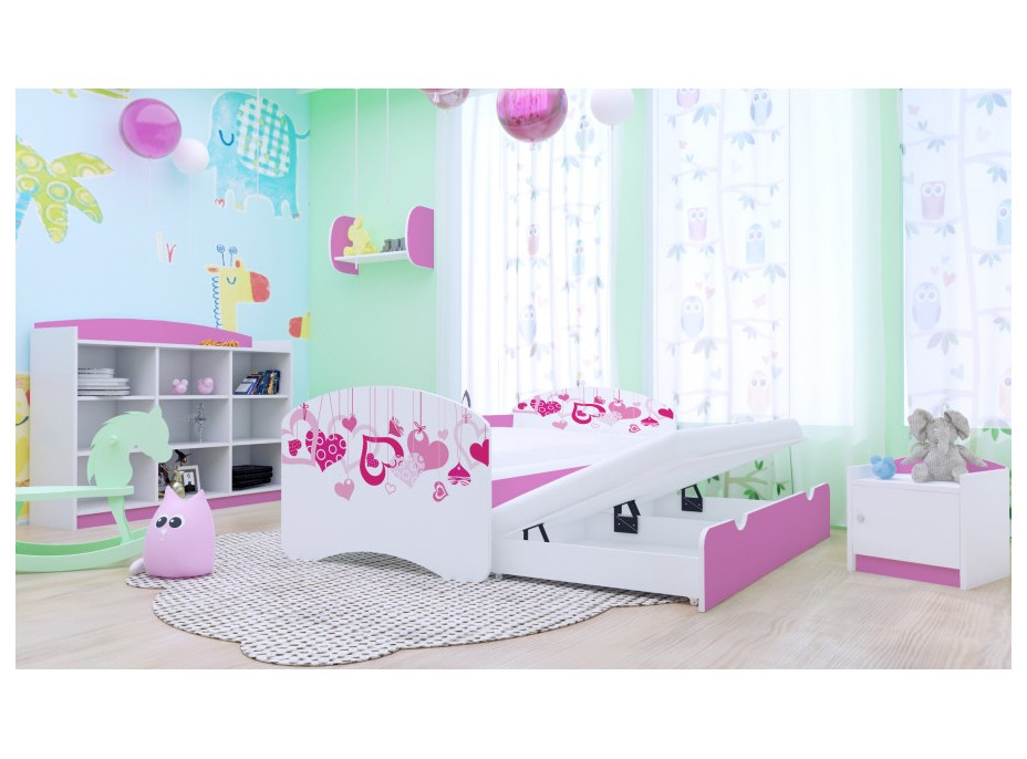 Dětská postel pro DVA (s výsuvným lůžkem) 200x90 cm - FALL IN LOVE