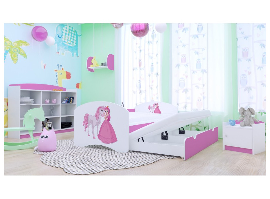 Dětská postel pro DVA (s výsuvným lůžkem) 160x80 cm - PRINCEZNA A KONÍK