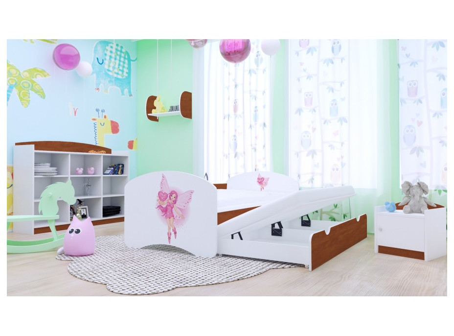 Dětská postel pro DVA (s výsuvným lůžkem) 180x90 cm - VÍLA A SRDÍČKO