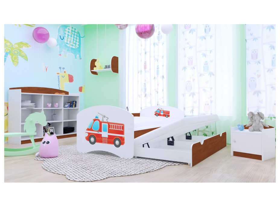 Dětská postel pro DVA (s výsuvným lůžkem) 200x90 cm - HASIČI