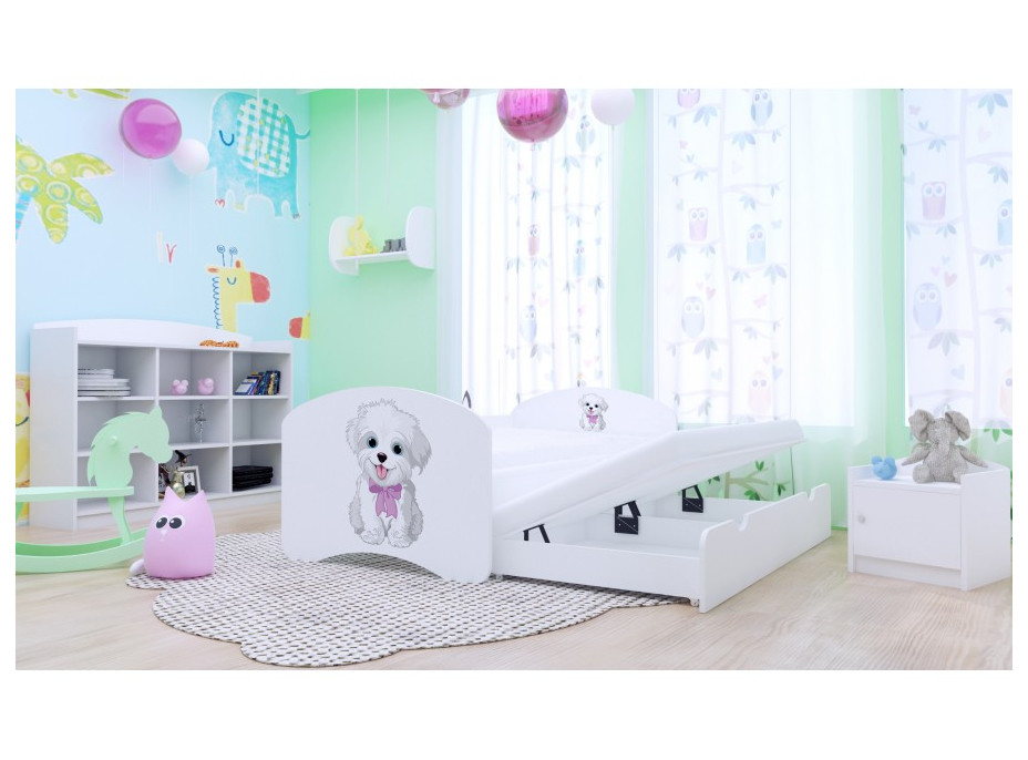 Dětská postel pro DVA (s výsuvným lůžkem) 180x90 cm - VESELÝ PEJSEK