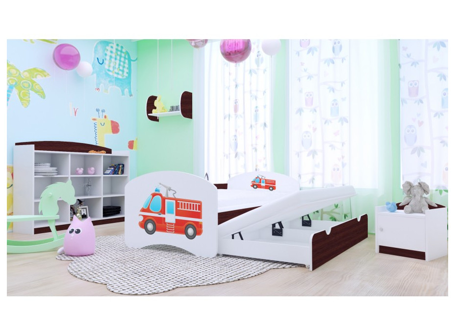 Dětská postel pro DVA (s výsuvným lůžkem) 200x90 cm - HASIČI
