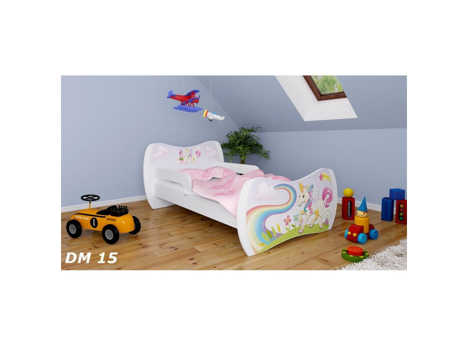 Dětská postel se šuplíkem 160x80cm JEDNOROŽEC A DUHA + matrace ZDARMA!