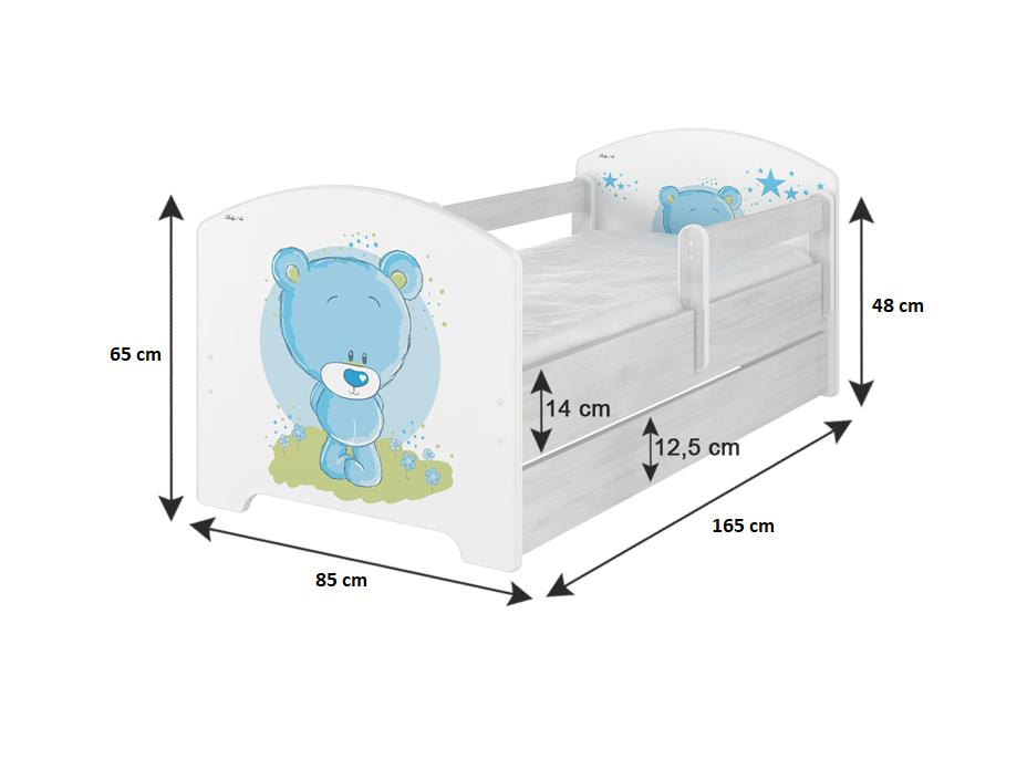 Dětská postel OSKAR - růžový medvěd 160x80 cm