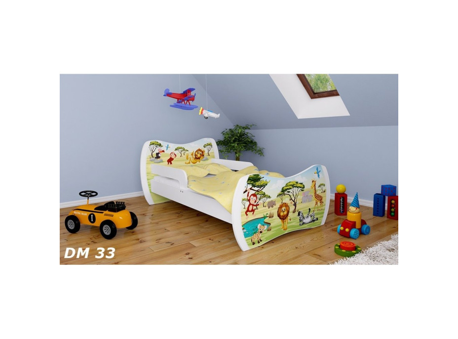 Dětská postel se šuplíkem 180x90cm SAFARI PÁRTY + matrace ZDARMA!