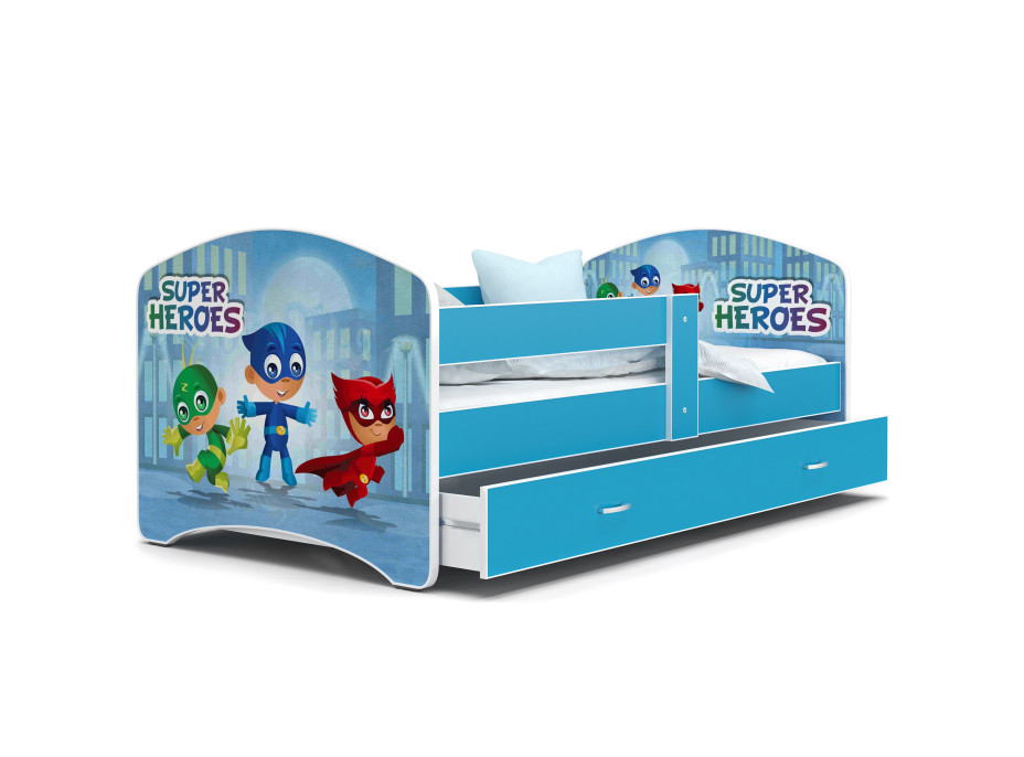 Dětská postel LUCY se šuplíkem - 180x80 cm - SUPER HEROES