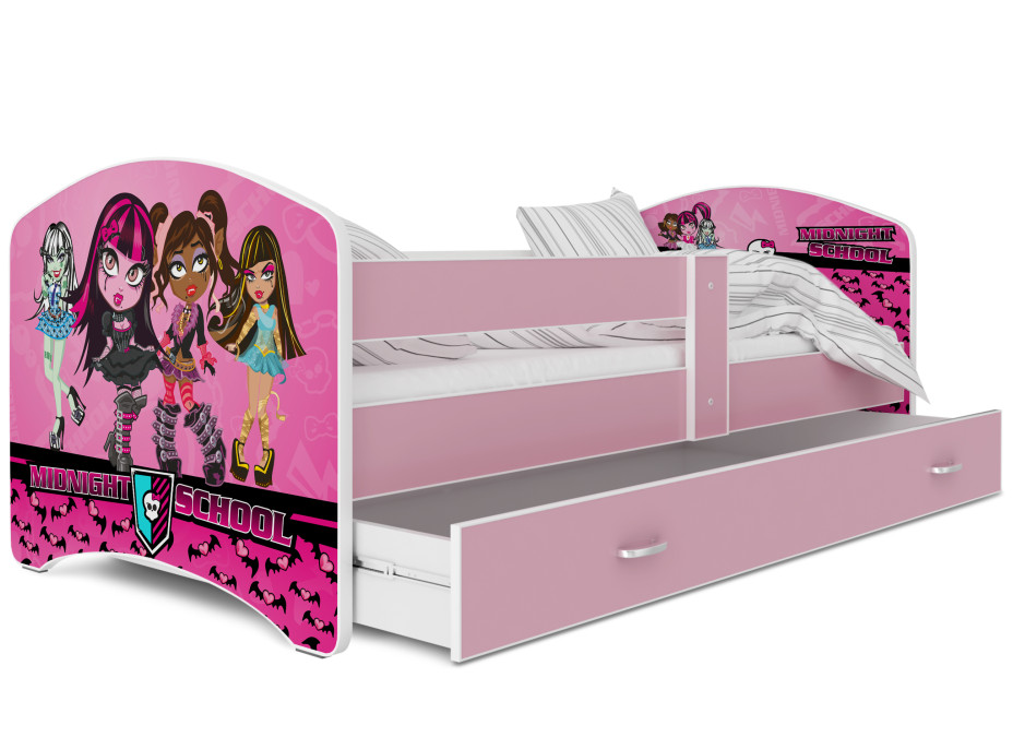 Dětská postel LUCY se šuplíkem - 140x80 cm - MIDNIGHT SCHOOL
