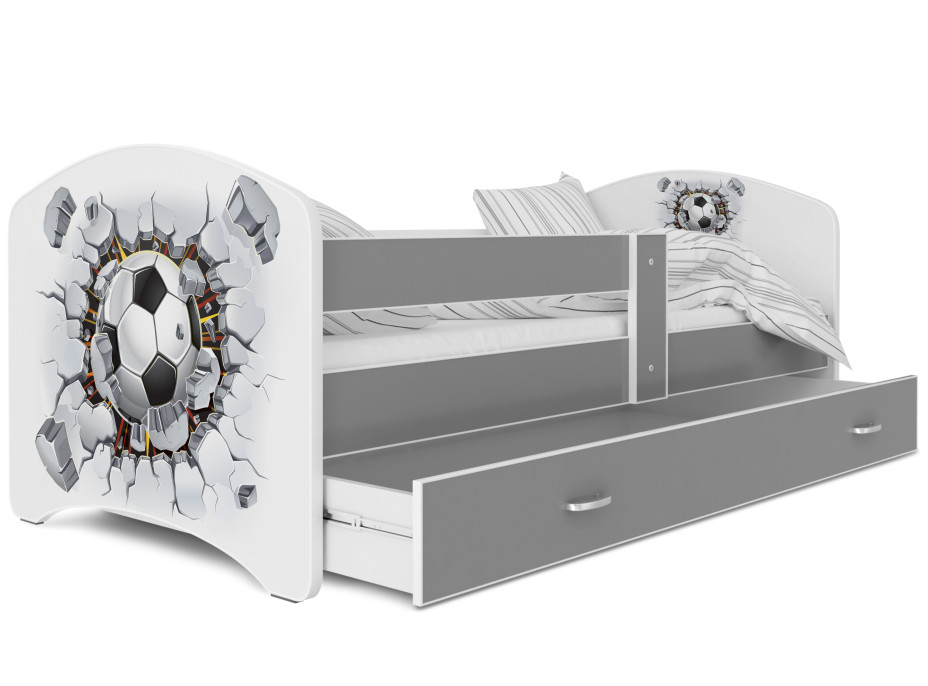 Dětská postel LUCY se šuplíkem - 140x80 cm - FOTBAL