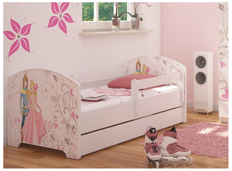 Dětská postel OSKAR bílá - princezna a princ 140x70 cm