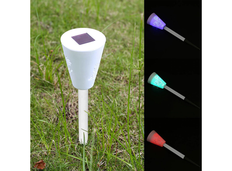 Zahradní LED RGB solární lampa do země SUMMER 37x7,5 cm - bílá