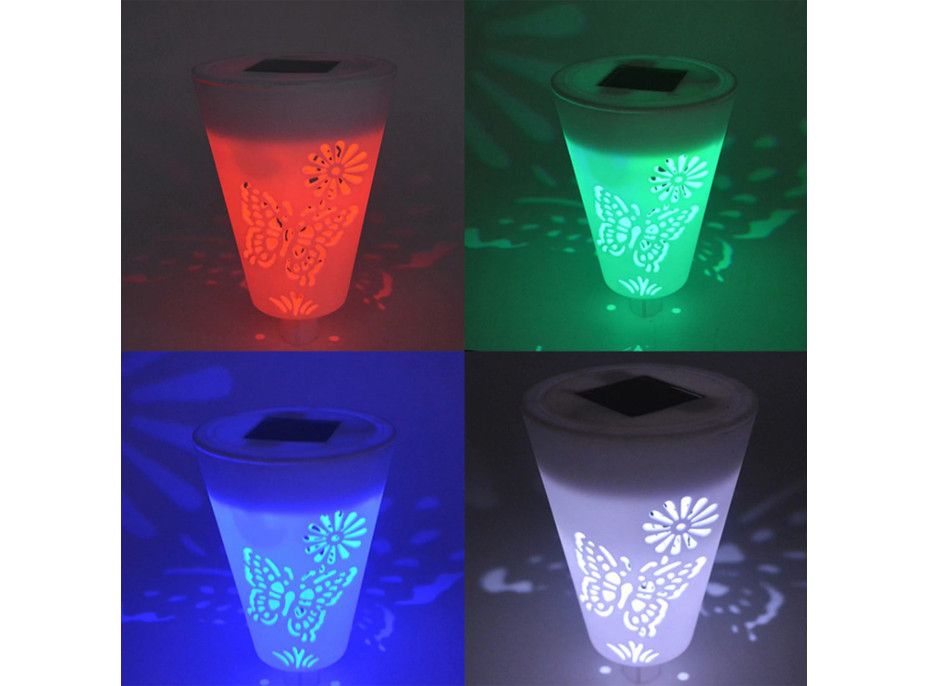 Zahradní LED RGB solární lampa do země SUMMER 37x7,5 cm - bílá