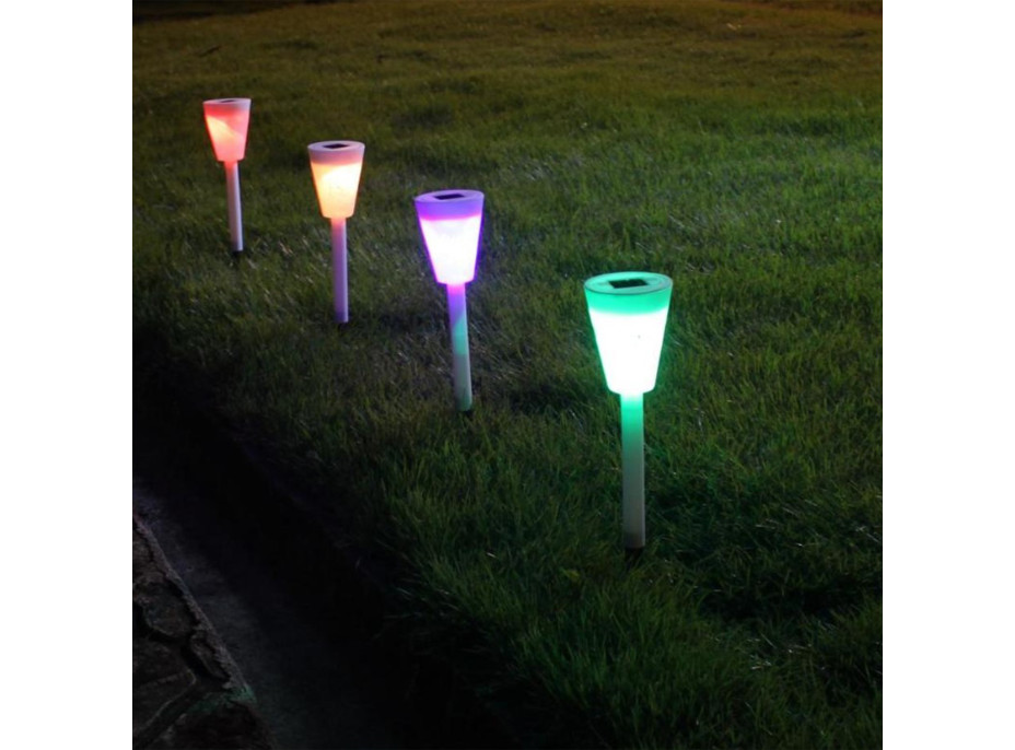 Zahradní LED RGB solární lampa do země SUMMER 37x7,5 cm - bílá