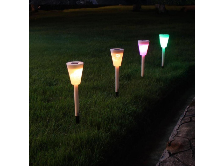 Zahradní LED RGB solární lampa do země SUMMER 37x7,5 cm - bílá