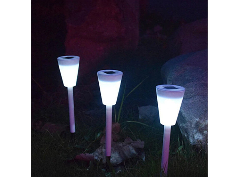 Zahradní LED RGB solární lampa do země SUMMER 37x7,5 cm - bílá