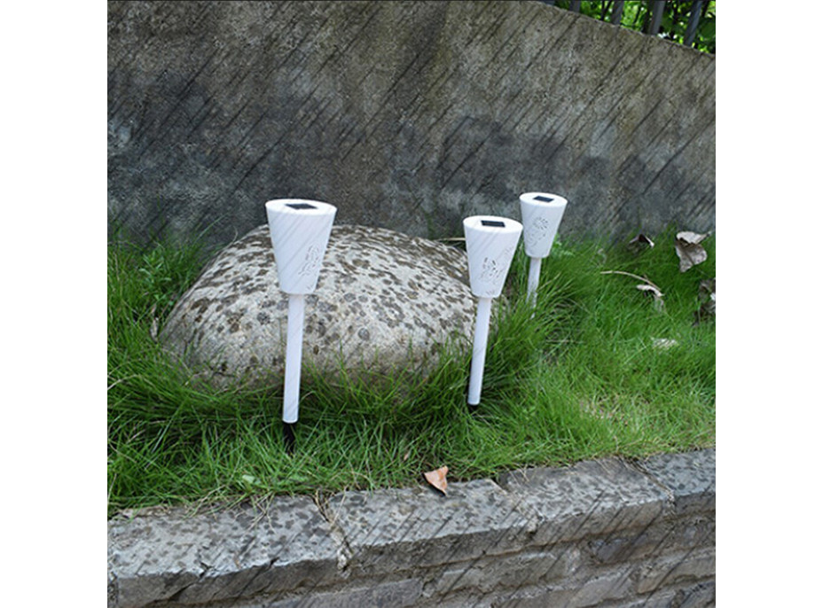 Zahradní LED RGB solární lampa do země SUMMER 37x7,5 cm - bílá