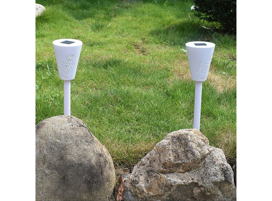 Zahradní LED RGB solární lampa do země SUMMER 37x7,5 cm - bílá