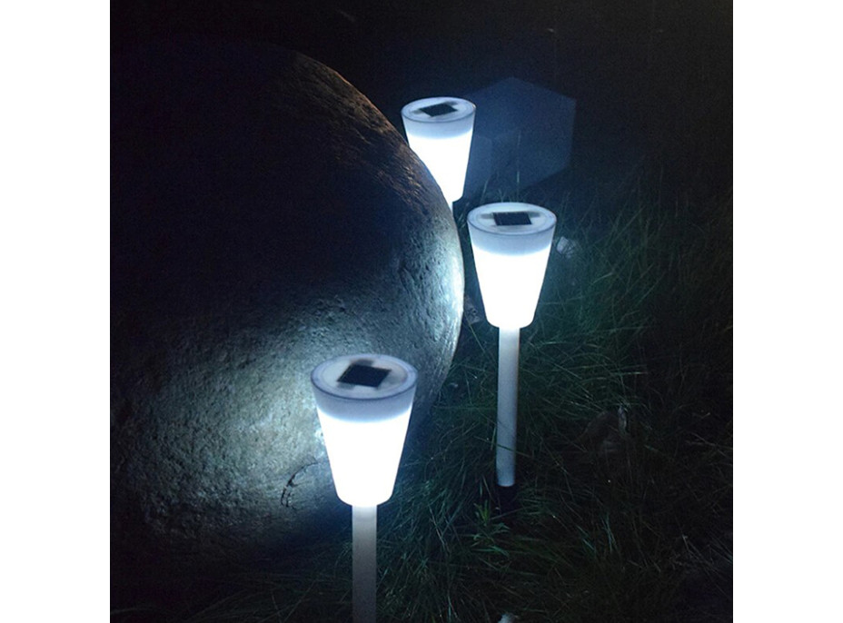 Zahradní LED RGB solární lampa do země SUMMER 37x7,5 cm - bílá