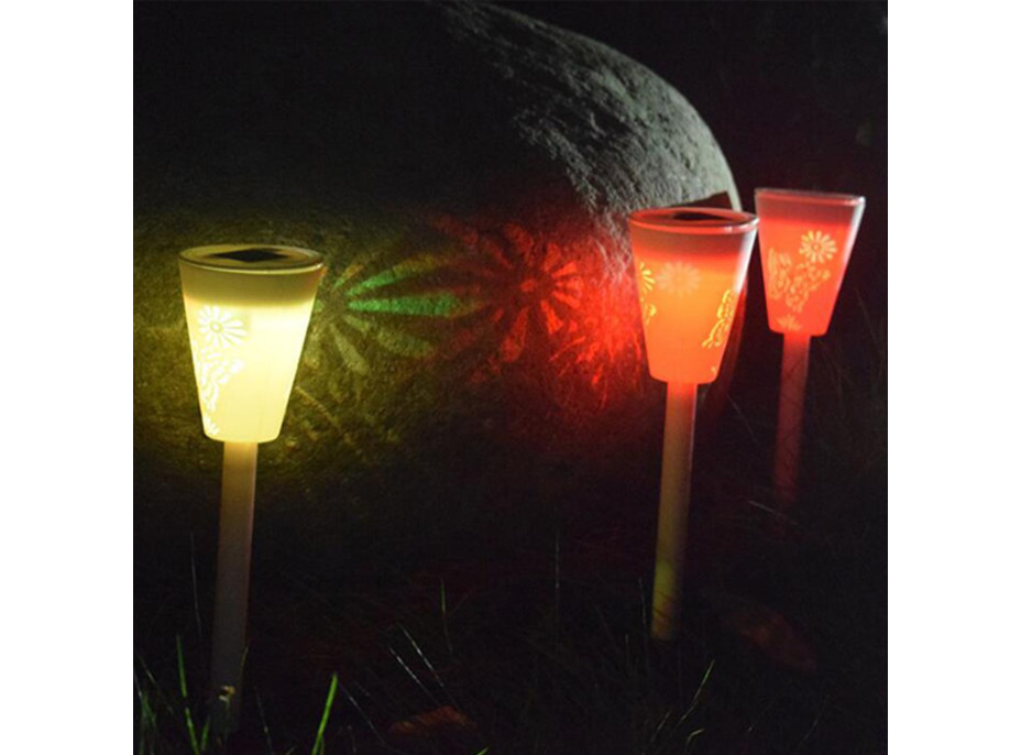 Zahradní LED RGB solární lampa do země SUMMER 37x7,5 cm - bílá